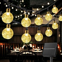 Solar String Lights Outdoor, 36.5ft 60 LED Waterproof Crystall (Warm White) - £18.55 GBP