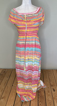 davi &amp; dani NWT striped Off Shoulder Maxi dress size S Pink multicolor G2 - £10.61 GBP