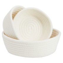 3-Piece Small Cotton Rope Woven Storage Basket Set, Round, 3 Sizes - £22.02 GBP