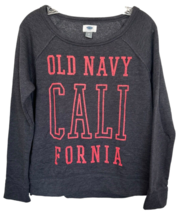 OLD NAVY Women&#39;s Fleece Sweatshirt Top California Print Size XS Washed Black - £10.89 GBP