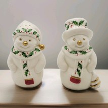 Lenox Holiday Snowman Salt &amp; Pepper Shakers 1998 Christmas Vtg - $549.97 MXN