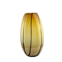 Tall Art Glass Vase Amber Brown Green - £28.81 GBP