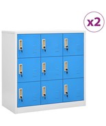 vidaXL Locker Cabinet Set of 2 Light grey and blue Steel Medium - $26,089.81 MXN