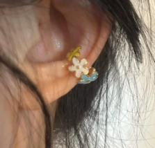 New style of small color flower bone clip for women without piercing ear... - $19.80