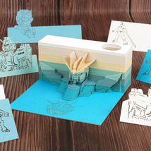 Gundam Omoshiroi Block 3D Memo Pads  sticky Note Paper Castle with Lights Craft  - £47.44 GBP