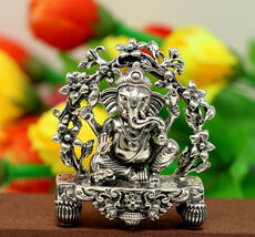 925 sterling silver Ganesha statue sculpture figurine, puja article  art175 - $220.76