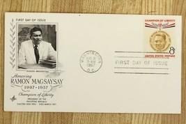 US Postal History FDC 1957 Ramon Magsaysay Champion of Liberty Philippines - $12.68