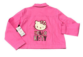 Hello Kitty Girl&#39;s Pink Collared Snap Button Jean Jackets Size 7 New With Tags - £9.61 GBP