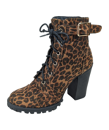 Leopard Skin High Heel Boots Rylee Size 6 Cute Lace Up - €29,47 EUR