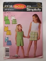 Simplicity 2910 Size 3-12 Girls' Top Shorts - $12.86