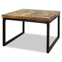 vidaXL Brown & Black Teak Coffee Table with Steel Frame - Compact 43x29x18 - $3,489.88 MXN