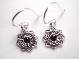 Octagon Simulated Black Onyx in 925 Sterling Silver Earrings small - £9.42 GBP