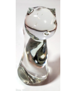 Vintage Hand Blown Clear Glass Cat Kitten Paperweight Figurine Sweet - €12,89 EUR