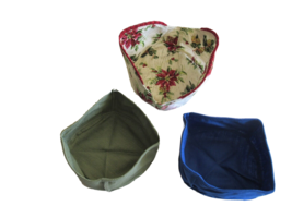 Lot 3x Longaberger 7&quot; Round Keeping Basket Liner Sage Br Cornflower Fabr... - $9.50