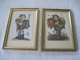 Pair Vintage Hummel Signed Framed PRINTS-7.75&quot;x5 1/2&quot;-MADE In GERMANY-ADORABLE - £6.16 GBP