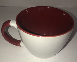 Oversized Giant 5” Wide Coffee Tea Mug Office Cup Gift-Burgundy/White-Br... - $29.58
