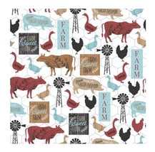 Waverly Family Farm Pre-Cut Sewing Fabric 36&quot; x 44&quot;, 1 Yard, Pig, Chicken, Ducks - £7.82 GBP