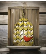 Metal Bird Cage Hanging Decor Distressed Chevron 12&quot; x 8&quot; w 4&quot; Hanger Li... - $12.86