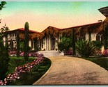 Hotel El Mirasol Driveway Santa Barbara CA Hand Colored Albertype Postca... - $13.81
