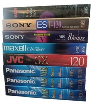 Mixed Lot of 8 Blank VHS Cassette Tapes Sealed Sony RCA Panasonic Maxell JVC - $16.78