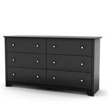 Black 6 Drawer Bedroom Dresser with Nickle Metal Knobs Handles New Sturd... - £264.41 GBP