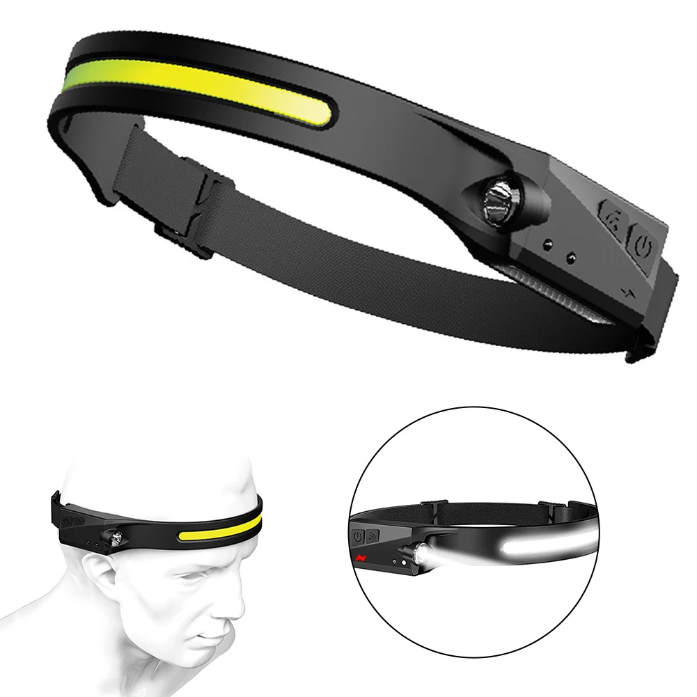 1/2pcs COB LED Headlamp Headlight Torch Work Light Outdoor HeadBand Lamp USB - £15.13 GBP+