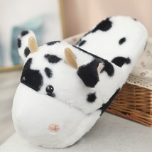 New Winter Cute Milk Cow Women Home Cotton Slippers  Non-slip  Fluffy Flat Shoes - £21.58 GBP