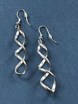 Long Nonmagnetic Graduated Silver Twist Dangle Earrings for Pierced Ears – 1.75 - £14.58 GBP