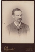 CABINET CARD Attractive Man With Mustache Wearing Suit Coat &amp; Tie c1880&#39;s - £10.37 GBP