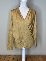 1.state NWOT women’s long sleeve cross front shirt size XXS gold C11 - $13.28