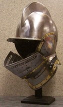 Medieval Replica Burgonet Helmet Knight Armor Helmet Steel &amp; Brass Armor Helmet - £145.78 GBP