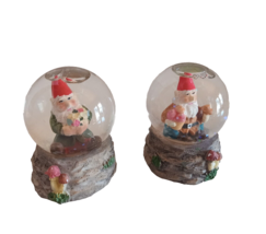 Glitter Snow Globe Glass Water Dome Gnome Bouquet Flowers Mushrooms 2.5&quot;... - £10.30 GBP