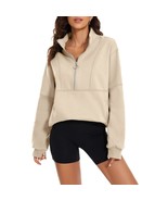 WomenS Oversized Half Zip Sweatshirt Quarter 1/4 Zipper Long Sleeve Drop... - £51.62 GBP