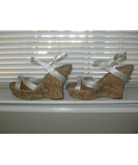 Jessica Simpson Vanilla Frost Brisa Strappy Cork Wedge Leather  Shoes   ... - €38,41 EUR