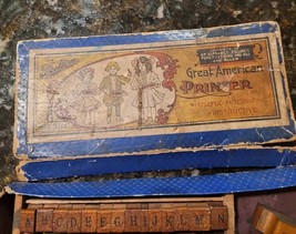 Antique CHILD&#39;S RUBBER STAMP TOY SET FULTON NO. 130 THE GREAT AMERICAN P... - £31.65 GBP