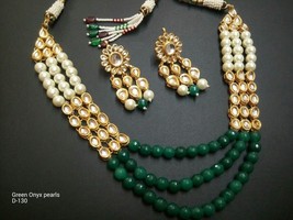 Kundan Meenakari Necklace Beads Evergreen Earrings Bollywood Ethnic Jewelry 71 - £38.21 GBP