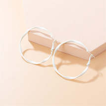 White Enamel &amp; Silver-Plated Twisted Hoop Earrings - £10.14 GBP
