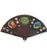 Rare Vintage Great Smoky Mountains National Park Hand Fan - Wood &amp; Silk ... - $473.21 MXN