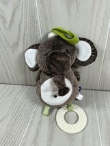 Manhattan Toy small elephant baby plush crinkle ears mirror hanging teether - $12.86