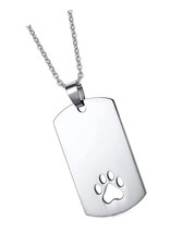 Stainless Steel Paw Print Necklace for Women Men Dog Tag Cat - $40.52