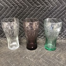 Lot Of 3 - COCA-COLA 6 inch Bell Glasses Multi Color Embossed Coke - £7.42 GBP