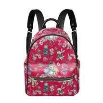 Princess and Bunny in Red Wonderland PU Leather Leisure Backpack School ... - £29.08 GBP