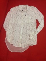 New Abercrombie Kids Girls Chiffon Flannel Butterfly Print Off White Shi... - $29.69