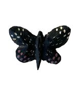 Vintage Hand Painted Wooden Butterfly Brooch Folk Art Black Butterfly Pi... - $19.80