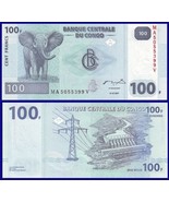 Congo P98, 100 Francs, elephant / hydroelectric dam on Congo river, 2007... - $18.81 MXN