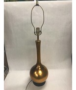 MID CENTURY MODERN Gold GILT LAMP 1957 Quartite Creative Corp BLACK BASE - £105.16 GBP