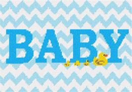 Pepita Needlepoint Canvas: Baby Boy Ducks Chevron, 10&quot; x 7&quot; - $50.00+