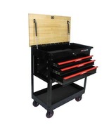 3 Drawers Multifunctional Tool Cart With Wheels And Wooden Top - £218.46 GBP