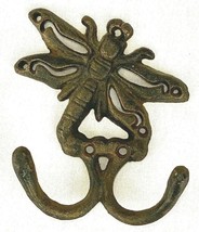 Cast Iron DRAGONFLY Towel Hooks Hat Rack Coat Hook Rustic Ranch-Wall Hanger - £12.49 GBP