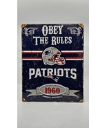 NFL New England Patriots Metal Embossed Distressed Obey The Rules Tin Si... - €44,74 EUR